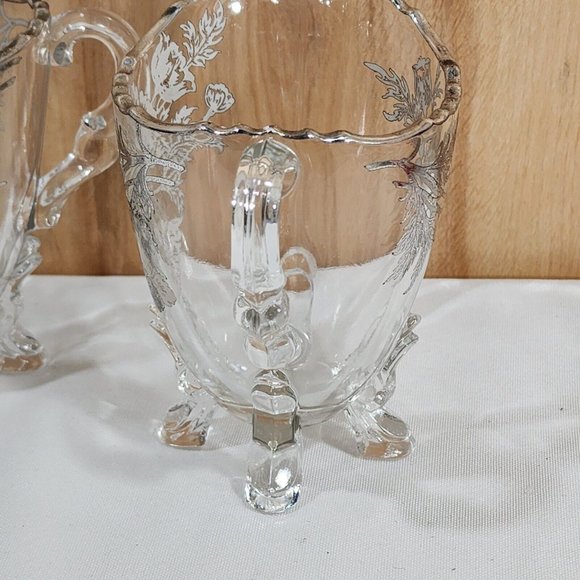 Viking Glass Silver City Flanders Creamer and Sugar 4 toed poppy silver overlay - Picture 4 of 12